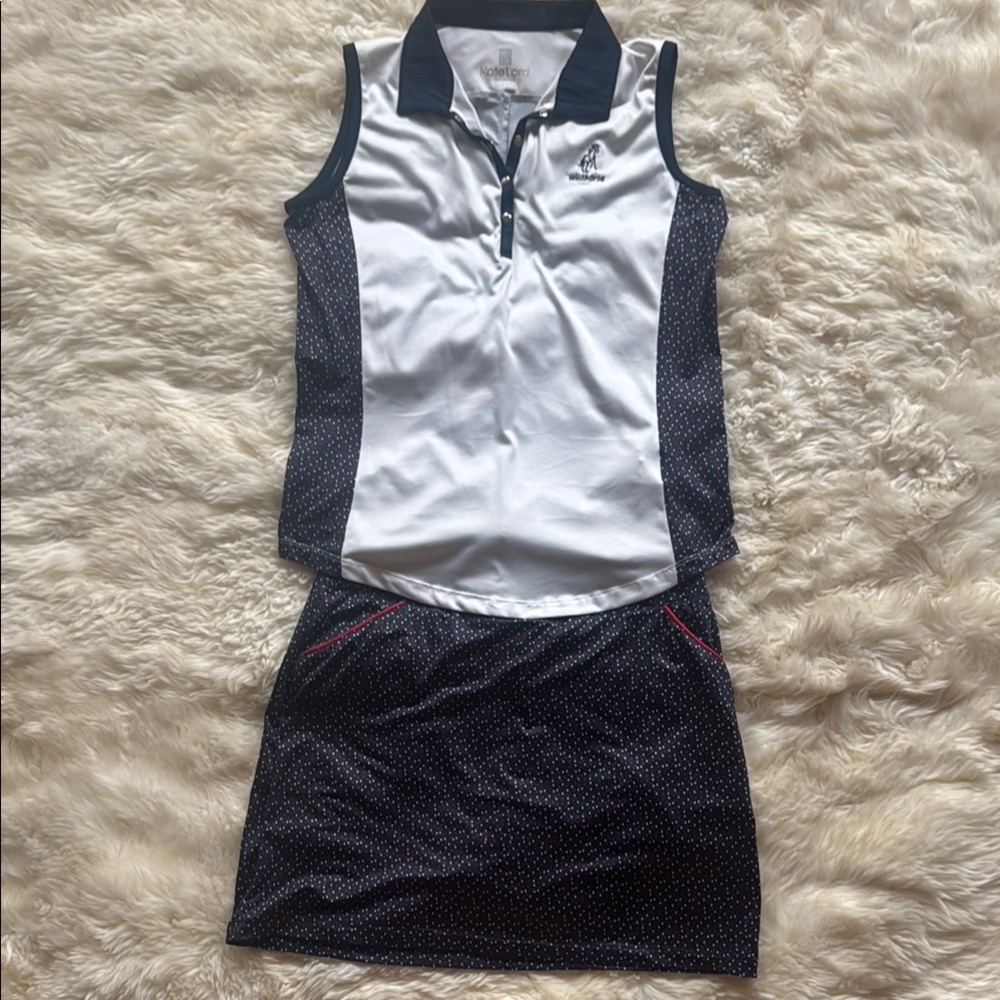 Red, White, Navy  Kate Lord Golf Skort & Top Golf Outfit-sold as set only-M